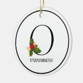 Elegant Kerstmis Holly Monogram Letter O Keramisch Ornament (Links)