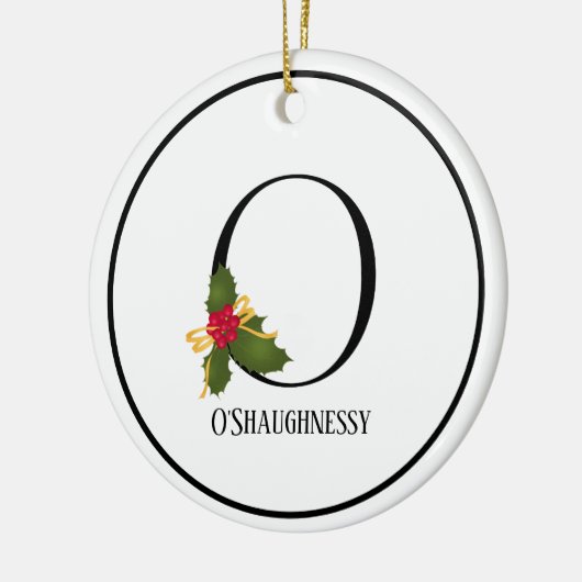 Elegant Kerstmis Holly Monogram Letter O Keramisch Ornament (Links)