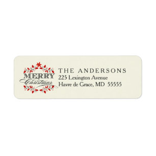 Elegant Kerstmis Holly Wreater Return Address Etiket