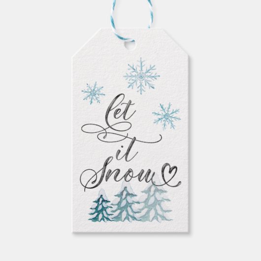 Elegant Kerstmis laat sneeuwvlokken sneeuwen Cadeaulabel (Voorkant)