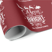 Elegant Kerstmis "Merry and Bright" Rode Glitters Cadeaupapier (Rol Hoek)