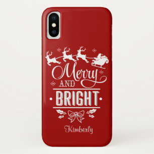 Elegant Kerstmis MERRY en HELDER Schrift Monogram Case-Mate iPhone Case