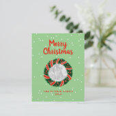 Elegant kerstmis met greenery aangepaste foto Hol Feestdagenkaart (Staand voorkant)