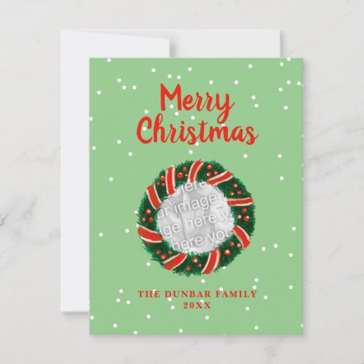 Elegant kerstmis met greenery aangepaste foto Hol Feestdagenkaart (Voorkant)