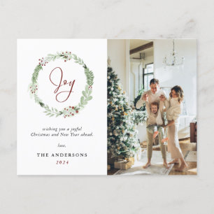 Elegant Kerstmis met Joy Botanical Holiday Briefkaart