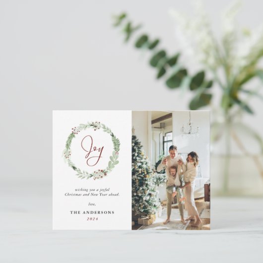 Elegant Kerstmis met Joy Botanical Holiday Briefkaart (Staand voorkant)