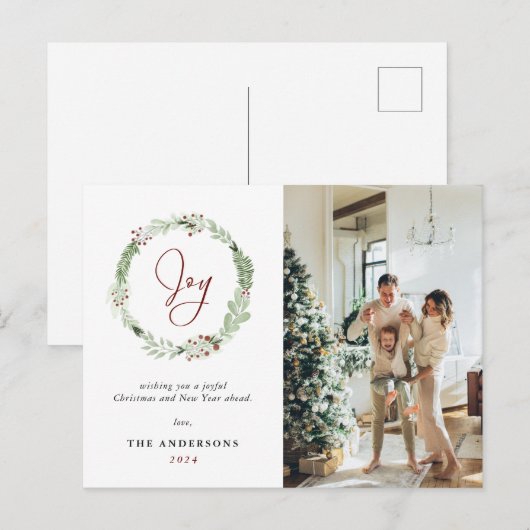 Elegant Kerstmis met Joy Botanical Holiday Briefkaart (Voorkant / Achterkant)