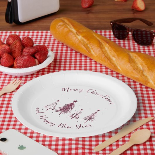 Elegant Kerstmis met kerstbomen Papieren Bordje (Picknick)