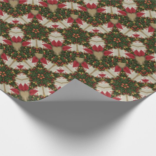 Elegant Kerstmis met rode groene Kaleidoscoop Cadeaupapier (Hoek)