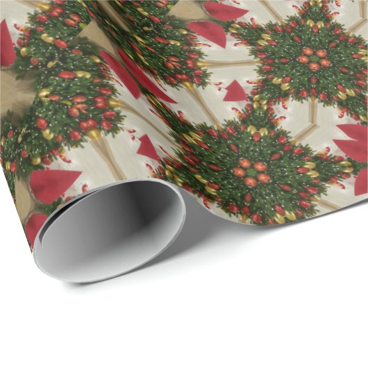 Elegant Kerstmis met rode groene Kaleidoscoop Cadeaupapier (Rol Hoek)