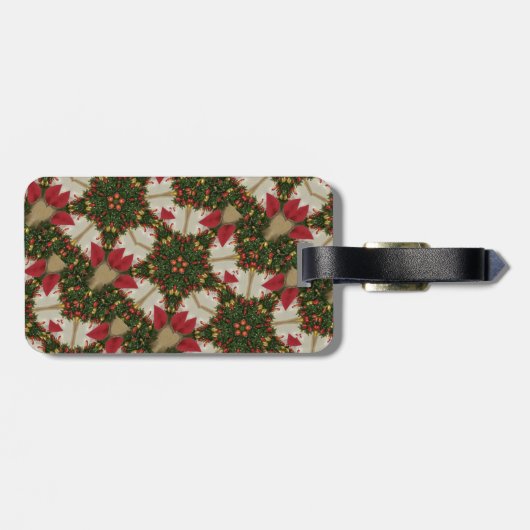 Elegant Kerstmis met rode groene kaleidoscopie Bagagelabel (Achterkant horizontaal)