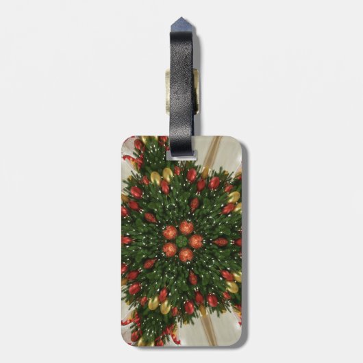 Elegant Kerstmis met rode groene kaleidoscopie Bagagelabel (Achterkant verticaal)