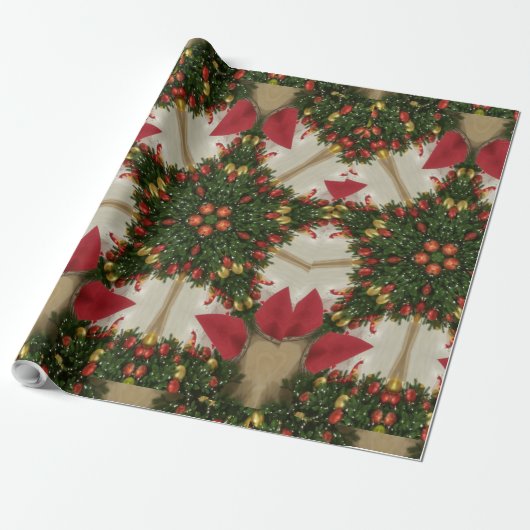 Elegant Kerstmis met rode groene kaleidoscopie Cadeaupapier (Uitgerold)