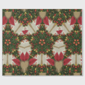 Elegant Kerstmis met rode groene kaleidoscopie Cadeaupapier (Vlak)