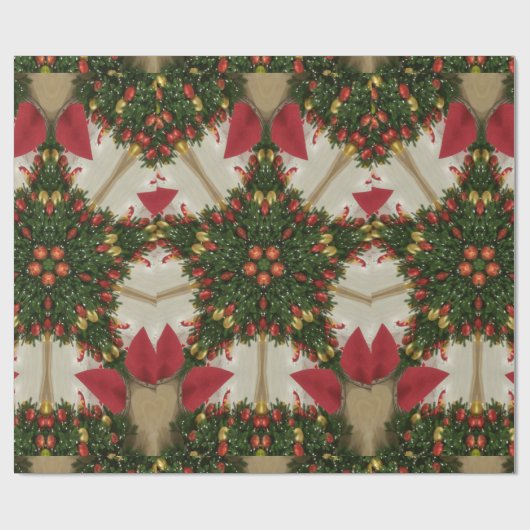 Elegant Kerstmis met rode groene kaleidoscopie Cadeaupapier (Vlak)