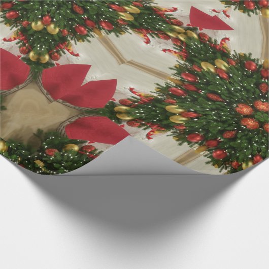 Elegant Kerstmis met rode groene kaleidoscopie Cadeaupapier (Hoek)