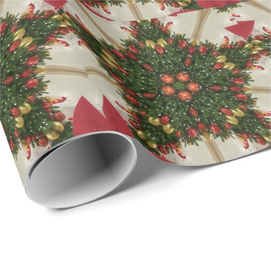 Elegant Kerstmis met rode groene kaleidoscopie Cadeaupapier (Rol Hoek)