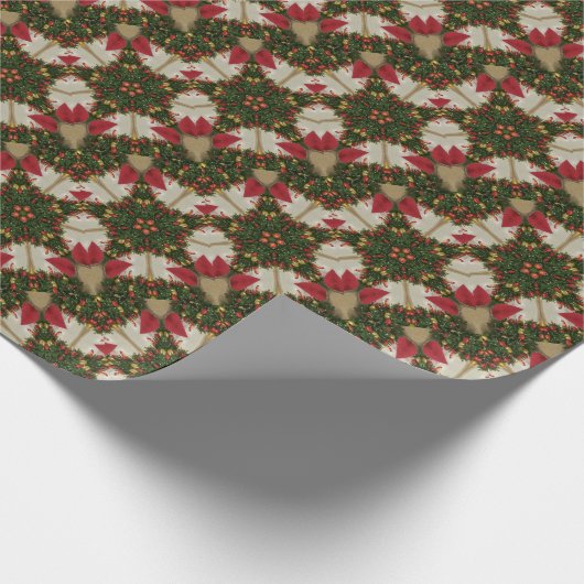 Elegant Kerstmis met rode groene kaleidoscopie Cadeaupapier (Hoek)