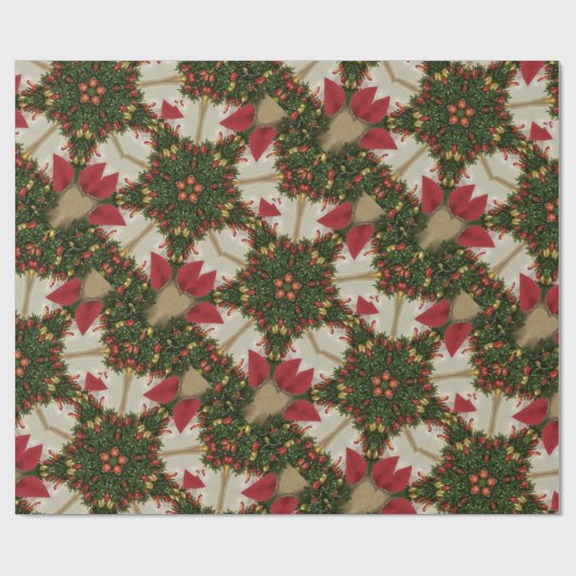 Elegant Kerstmis met rode groene kaleidoscopie Cadeaupapier (Vlak)