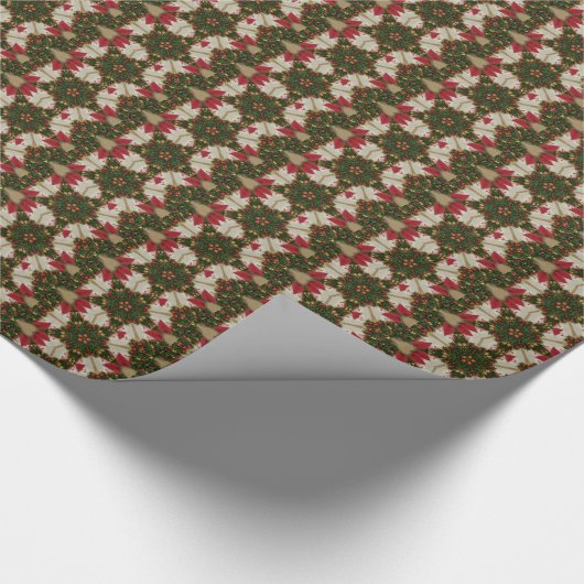 Elegant Kerstmis met rode groene kaleidoscopie Cadeaupapier (Hoek)
