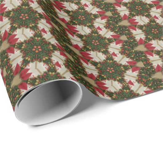 Elegant Kerstmis met rode groene kaleidoscopie Cadeaupapier (Rol Hoek)