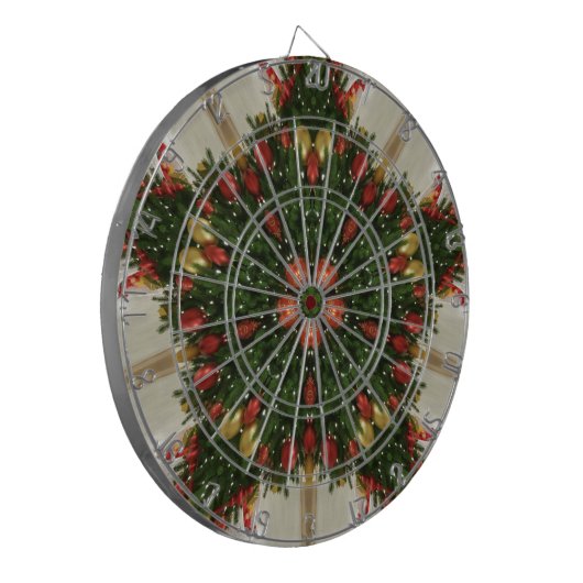 Elegant Kerstmis met rode groene kaleidoscopie Dartbord (Voorkant Links)