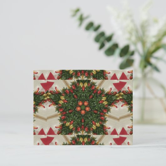 Elegant Kerstmis met rode groene kaleidoscopie Feestdagenkaart (Staand voorkant)