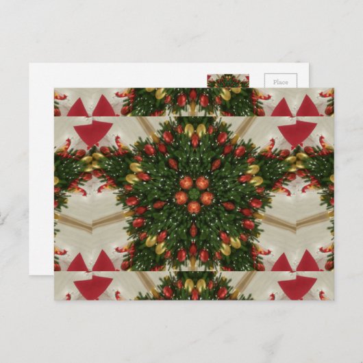 Elegant Kerstmis met rode groene kaleidoscopie Feestdagenkaart (Voorkant / Achterkant)
