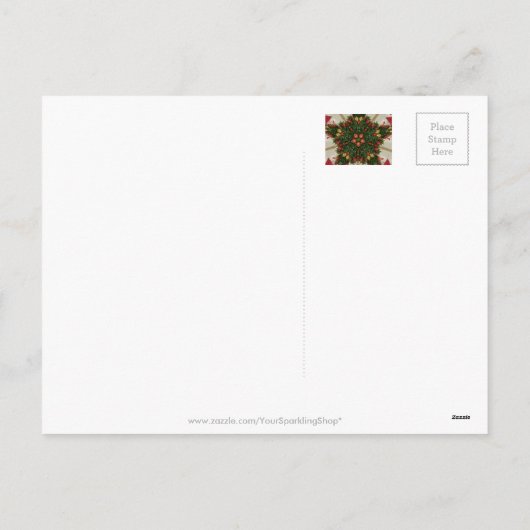 Elegant Kerstmis met rode groene kaleidoscopie Feestdagenkaart (Achterkant)