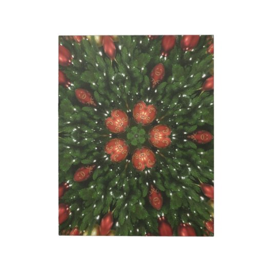 Elegant Kerstmis met rode groene kaleidoscopie Notitieblok (Linkerzijde)