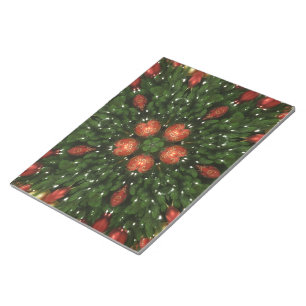Elegant Kerstmis met rode groene kaleidoscopie Notitieblok
