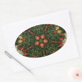 Elegant Kerstmis met rode groene kaleidoscopie Ovale Sticker (Envelop)