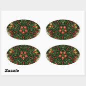 Elegant Kerstmis met rode groene kaleidoscopie Ovale Sticker (Vel)