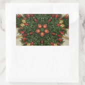 Elegant Kerstmis met rode groene kaleidoscopie Rechthoekige Sticker (Tas)