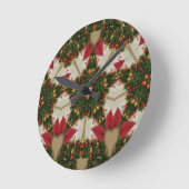 Elegant Kerstmis met rode groene kaleidoscopie Ronde Klok (Hoek)