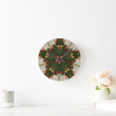 Elegant Kerstmis met rode groene kaleidoscopie Ronde Klok (Huis)