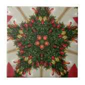Elegant Kerstmis met rode groene kaleidoscopie Tegeltje (Voorkant)