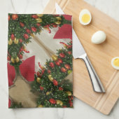 Elegant Kerstmis met rode groene kaleidoscopie Theedoek (Quarter Fold)