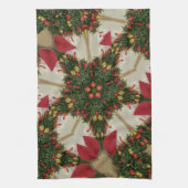 Elegant Kerstmis met rode groene kaleidoscopie Theedoek (Verticaal)