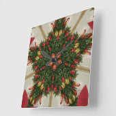 Elegant Kerstmis met rode groene kaleidoscopie Vierkante Klok (Hoek)