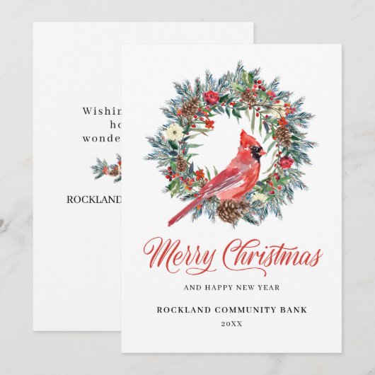 Elegant Kerstmis met rode kardinaal Corporate Feestdagenkaart (Voorkant / Achterkant)