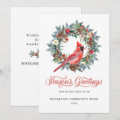 Elegant Kerstmis met rode kardinaal Corporate Feestdagenkaart (Voorkant / Achterkant)