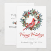 Elegant Kerstmis met rode kardinaal Corporate Feestdagenkaart (Voorkant / Achterkant)