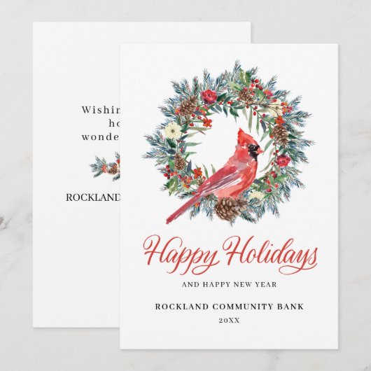 Elegant Kerstmis met rode kardinaal Corporate Feestdagenkaart (Voorkant / Achterkant)