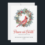 Elegant Kerstmis met rode kardinaal Corporate Feestdagenkaart<br><div class="desc">Deze zakelijke kerstkaart is elegant en professioneel en bevat een pijnboom met een rode kardinaal in het midden. Een editable pre-gedrukt bericht en plaats voor uw bedrijf logo is op de rug. U kunt de optie logo alleen verwijderen als u deze niet wilt gebruiken.</div>