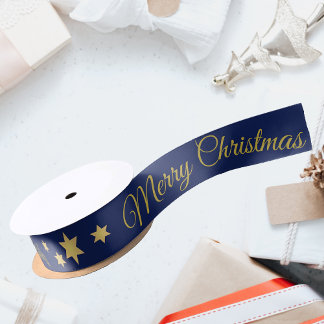 Elegant Kerstmis met sterren blauw Satijnen Lint
