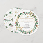 Elegant Kerstmis met virtueel Baby shower Kaart (Voorkant / Achterkant)