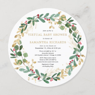 Elegant Kerstmis met virtueel Baby shower Kaart
