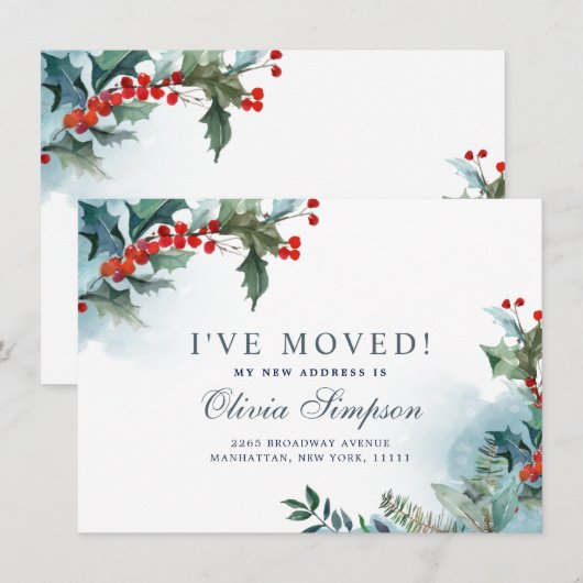 Elegant Kerstmis Mistletoe Moving Announge Aankondiging (Voorkant / Achterkant)