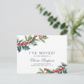 Elegant Kerstmis Mistletoe Moving Announge Briefkaart (Staand voorkant)